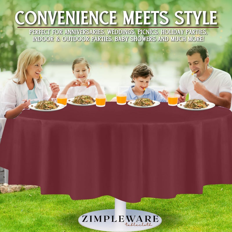 ZIMPLEWARE Premium Burgundy Plastic Table Cloth Disposable (6 Pack) Round Tablecloth (84in) Party Table Cloths Disposable, Perfect Table Cloth Round Cover for Any Table Up to 6 Feet - Image 4